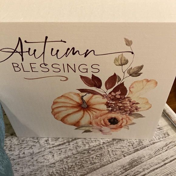 NEW Fall Pumpkin and Autumn Blessings Tabletop WOODEN Sign - Picture 7 of 11